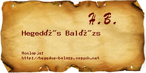 Hegedűs Balázs névjegykártya